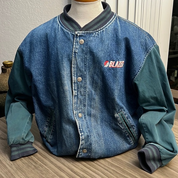 Swingster Other - VTG 90’S SWINGSTER BOMBER TWO TONE PORTLAND TRAIL BLAZERS JACKET XL